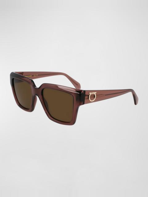 FERRAGAMO Gancini Acetate Square Sunglasses