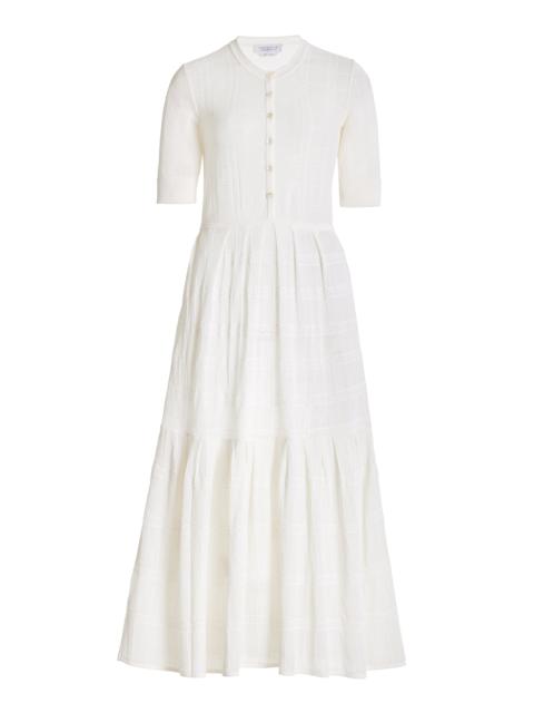 Iris Pointelle Knit Dress with Slip in Ivory Cotton Silk