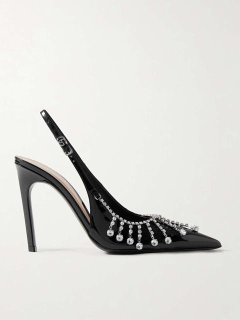 GUCCI Guinevere crystal-embellished patent-leather slingback pumps