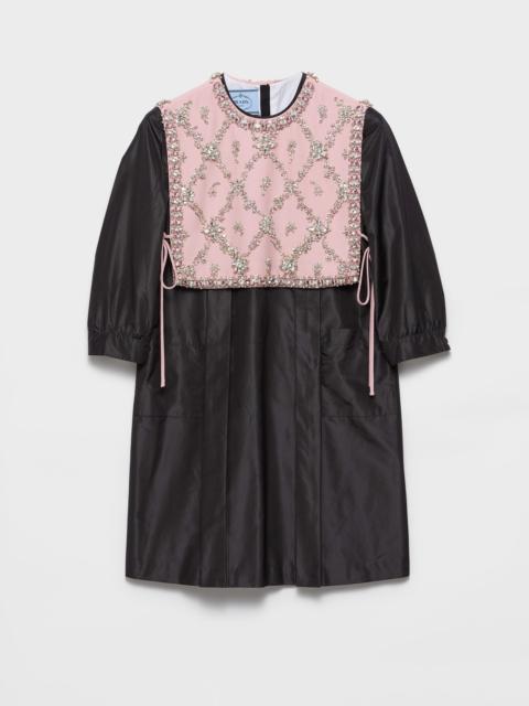 Prada Embroidered taffeta mini-dress