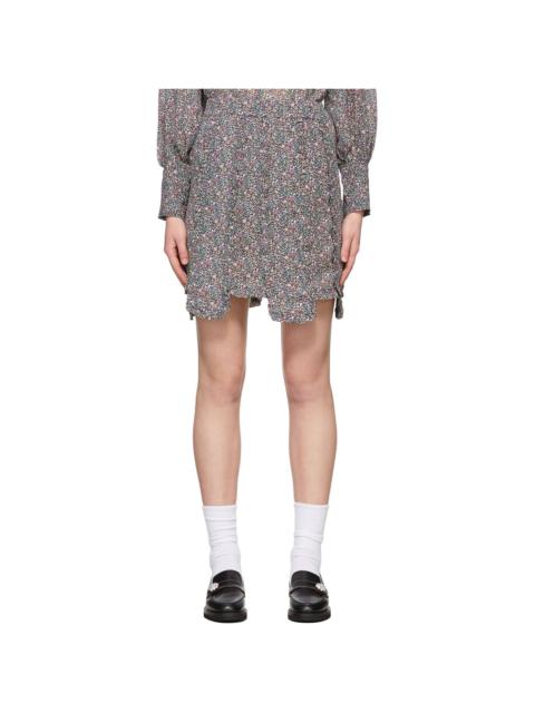 Multicolor Floral Crêpe Mini Skirt