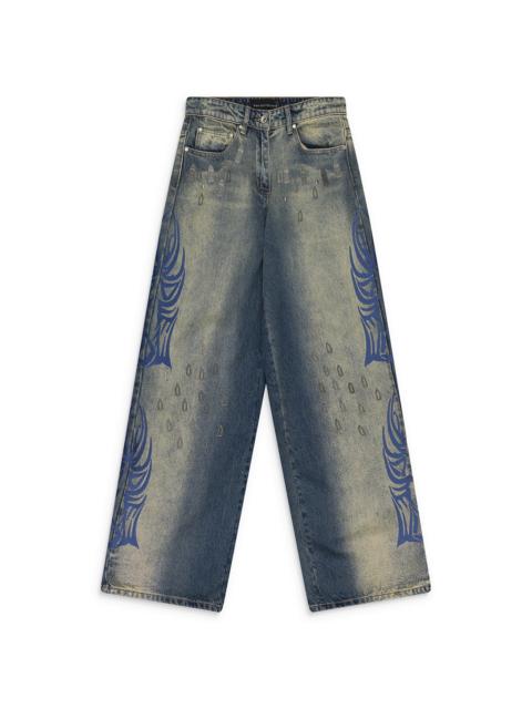 WHO DECIDES WAR Winged Logo Bootcut Jeans "Indigo" 3120150010SS24