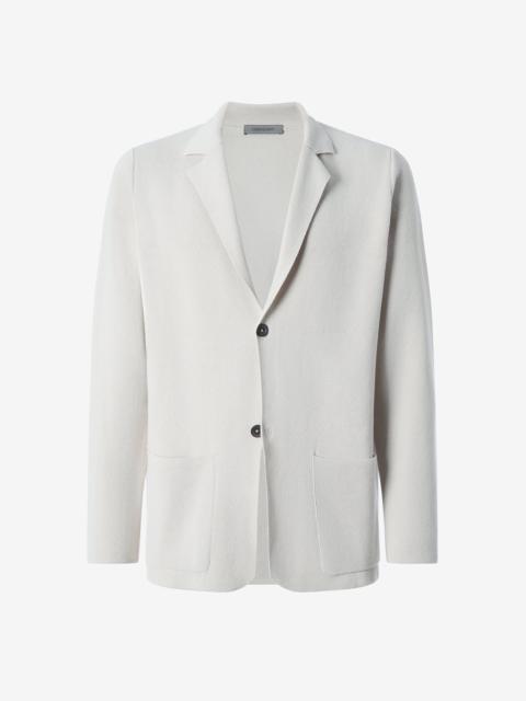 CORNELIANI White knitted jacket with honeycomb pattern
