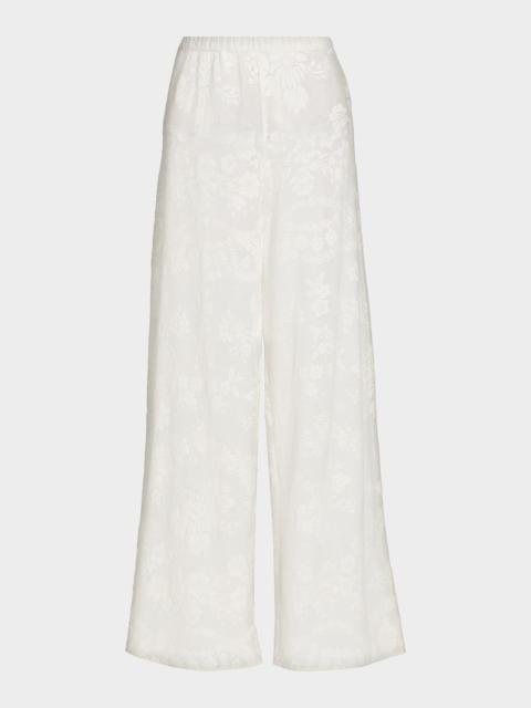 LoveShackFancy Jessia Cotton-Blend Wide-Leg Pants