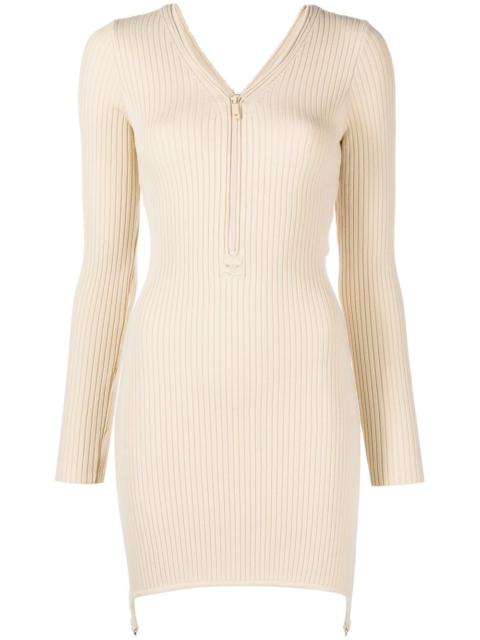 courrèges ribbed-knit zip-up dress