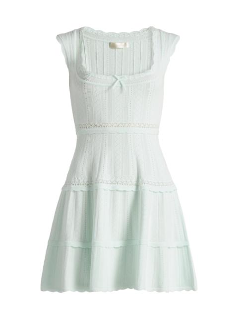 LoveShackFancy Women's Laighton Pointelle-Knit Tiered Minidress - Dusty Lagoon