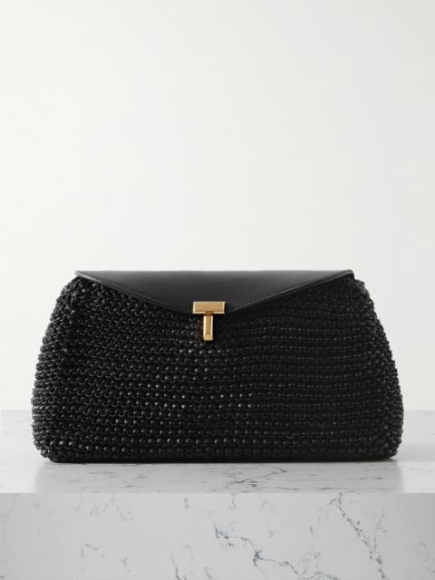 TOTEME T-Lock woven leather clutch Black