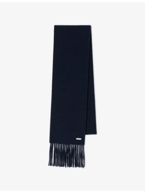 Sandro Logo-Plaque Fringed Wool Scarf