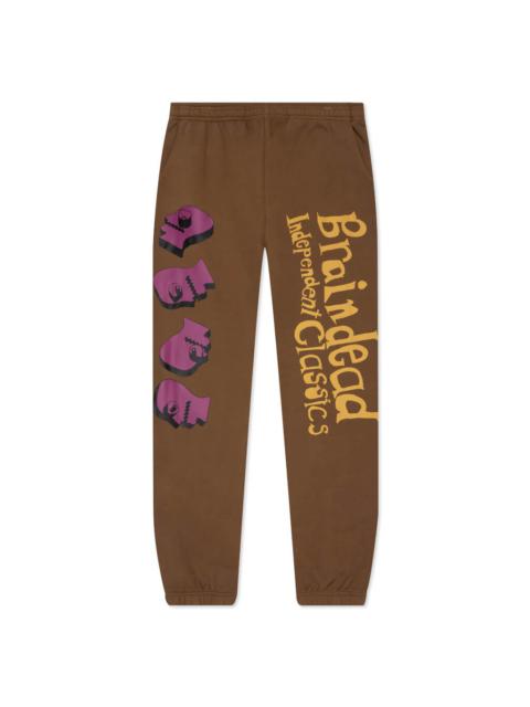 BRAIN DEAD INDEPENDENT CLASSIC SWEATPANTS - BROWN