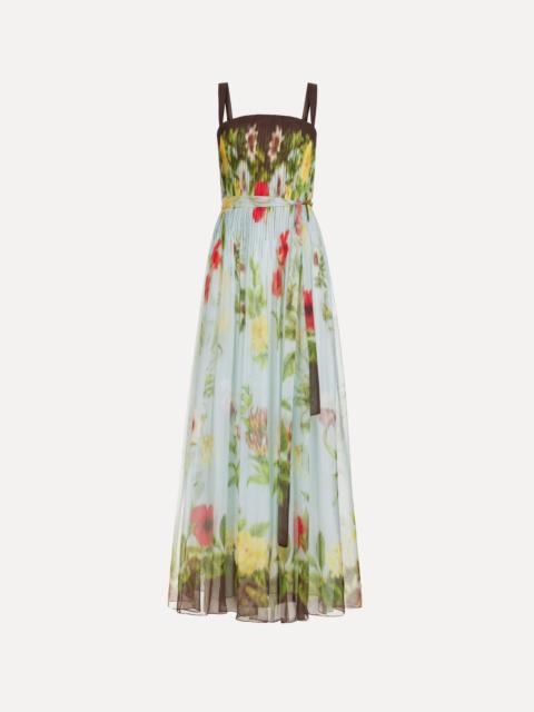 Oscar de la Renta DOMINICAN MIXED-FLORAL SILK CHIFFON GOWN