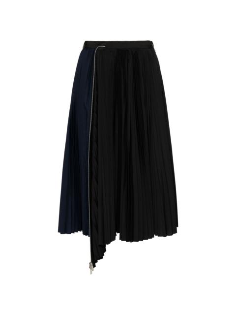 decorative-zip pleated skirt