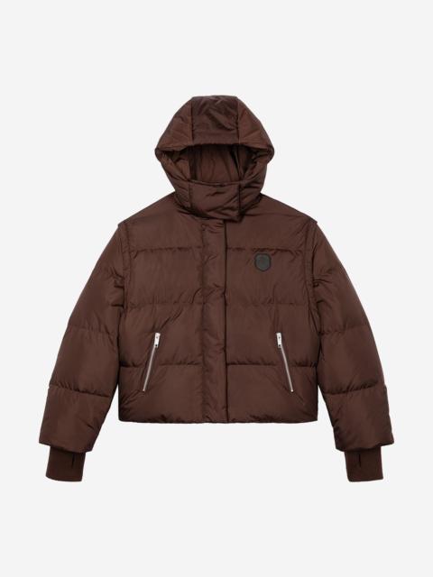 The Kooples BROWN DOWN JACKET WITH REMOVABLE SLEEVES