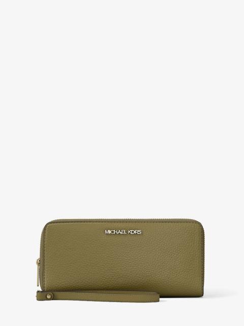 MICHAEL KORS Jet Set Travel Large Pebbled Leather Wristlet