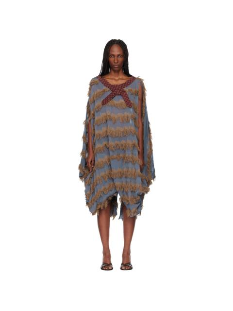 Kiko Kostadinov Blue & Brown Rossi Midi Dress
