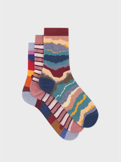 Women's 'Torn Stripe' Three Pack Socks