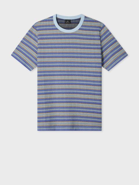 Paul Smith Blue Cotton-Blend Textured Stripe T-Shirt