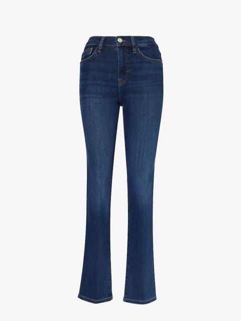 Logo-embellished straight-leg high-rise  denim-blend jeans