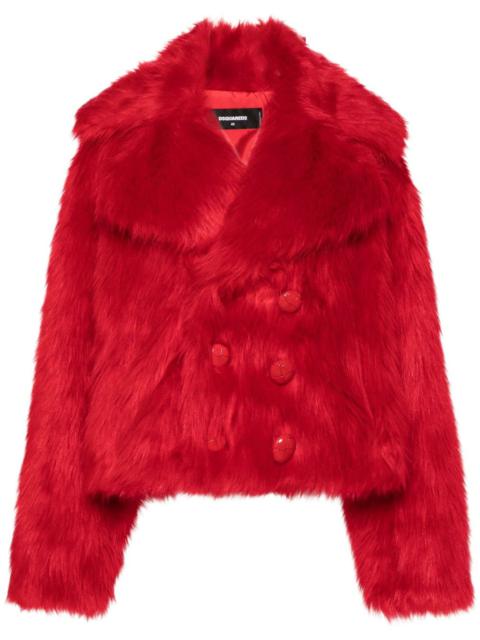 DSQUARED2 double-breasted faux-fur jacket