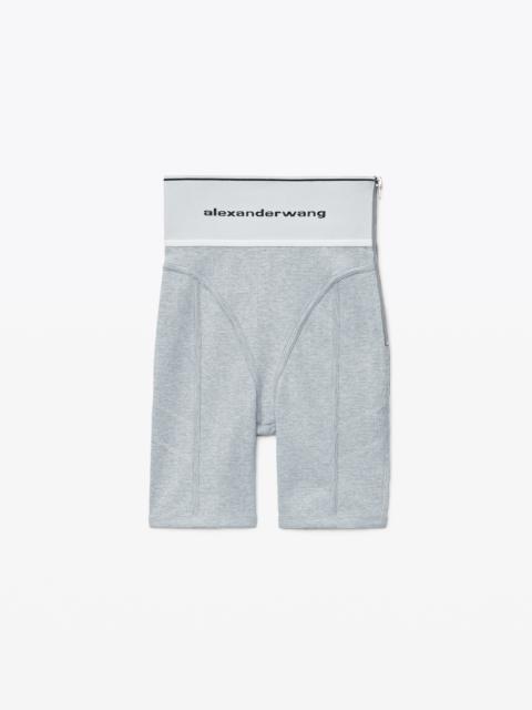 Alexander Wang LOGO ELASTIC BIKE SHORT IN RIBBED JERSEY