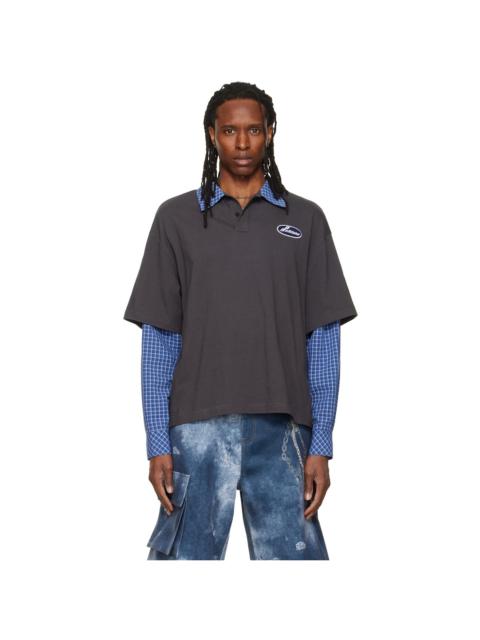 We11done Gray 'Se11done' Layered Long-Sleeve Polo