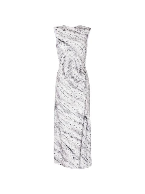 abstract-print sleeveless midi dress