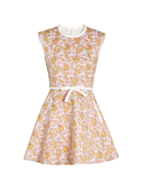 floral-jacquard mini dress