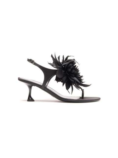 Proenza Schouler Tee Thong Flower Sandals in Satin black