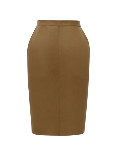 SAINT LAURENT CASSANDRE  leather midi pencil skirt