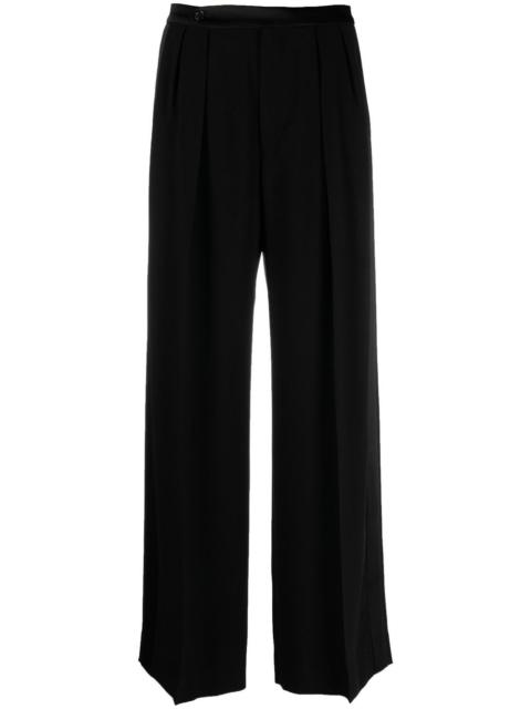 Aspesi satin-trim pleated trousers
