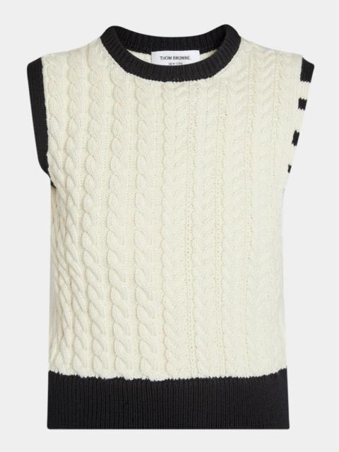 Thom Browne Aran Virgin Wool Cable-Knit Sweater Vest