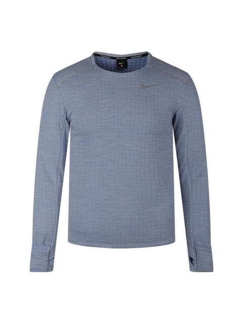 Nike Men's Nike Brand logo Printing Running Sports Round Neck Long Sleeves Blue T-Shirt BV4708-460