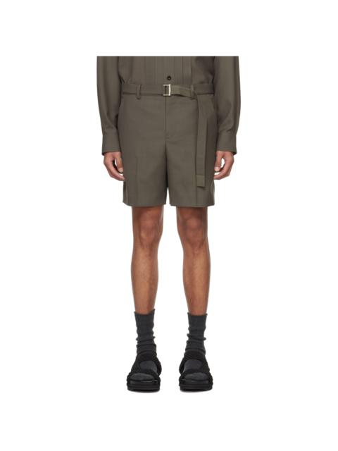 sacai Taupe Suiting Shorts