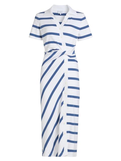 TANYA TAYLOR Women's Ellicot Striped Stretch Cotton Shirtdress - White French Blue Wide Stripe