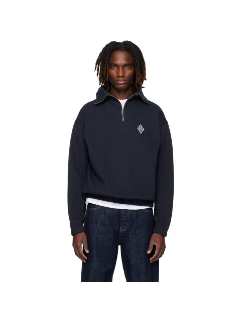 LACOSTE Black Loose Fit Zipped Neck Piqué Sweatshirt