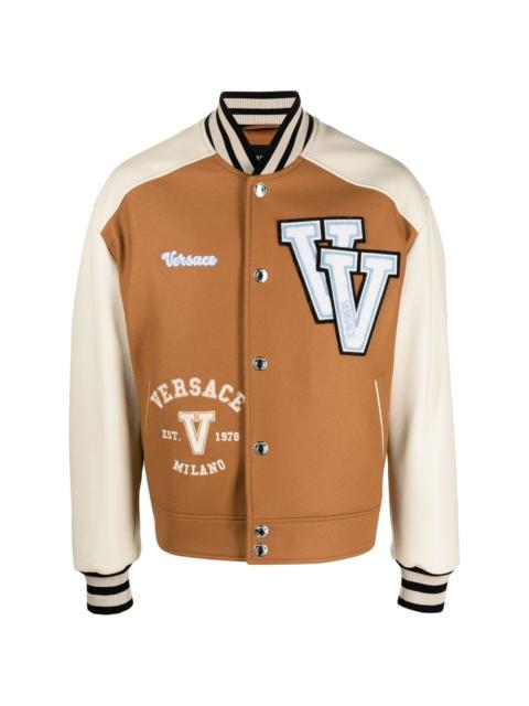 VERSACE appliqué-logo bomber jacket