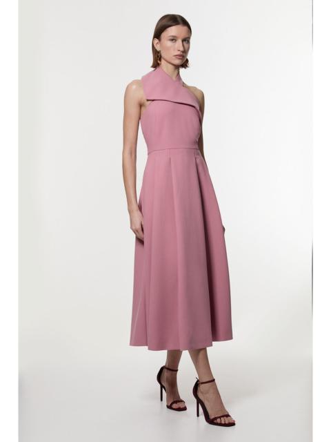 KAREN MILLEN Compact Stretch Halter Neck Belted Full Skirted Midaxi Dress