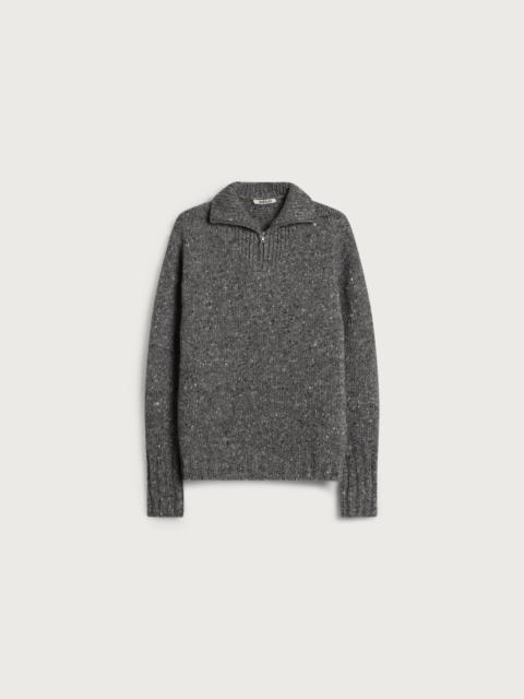 AURALEE Auralee Homespun Tweed Knit Zip Jumper