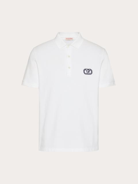 Valentino COTTON PIQUÉ POLO SHIRT WITH VLOGO SIGNATURE PATCH