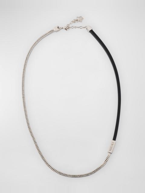 VERSACE Men's Metal and Leather Chain Necklace
