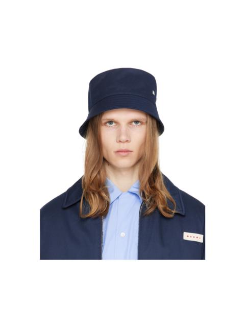 Navy Bio Gabardine Embroidered Logo Bucket Hat