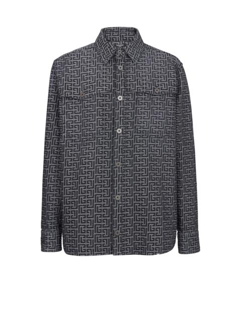 Balmain Monogrammed jacquard denim shirt