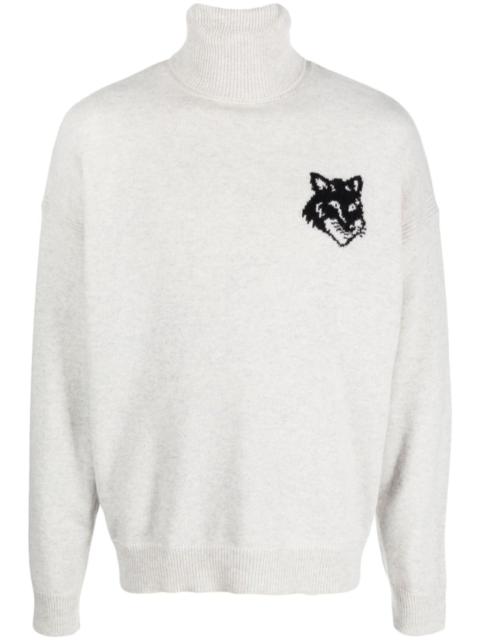 logo-intarsia wool jumper