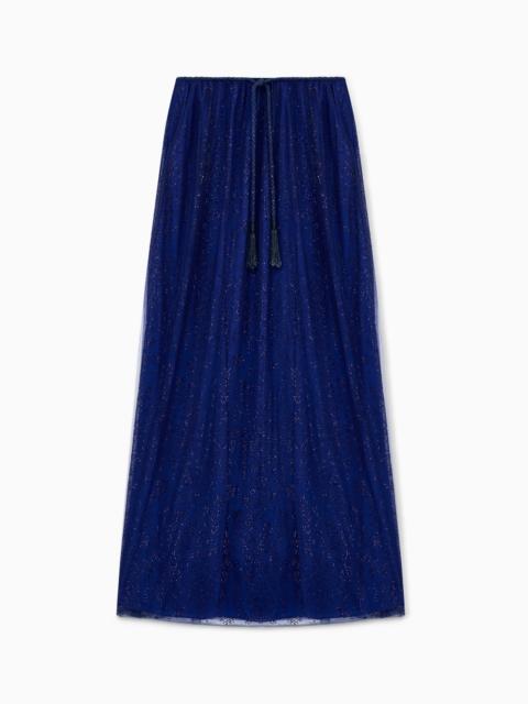 GIORGIO ARMANI EMBROIDERED TULLE LONG SKIRT