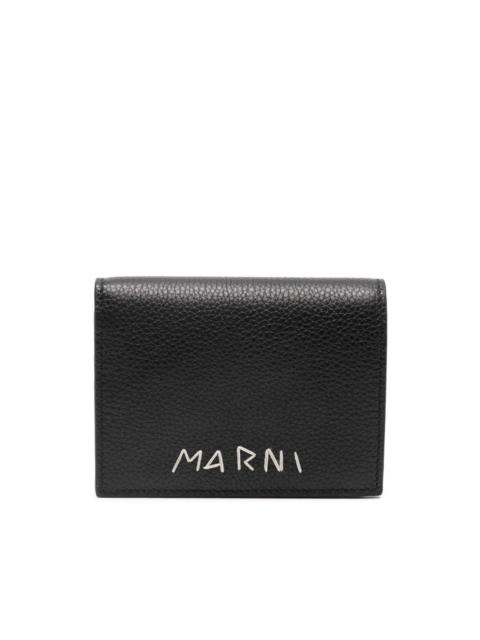 Marni logo-embroidered leather wallet