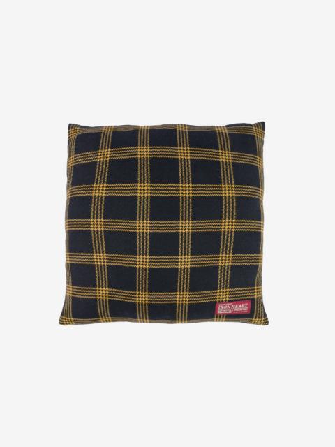 Iron Heart IHG-103-BLKWIN Ultra Heavy Flannel Windowpane Check Cushion Cover - Black/Yellow