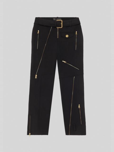 VERSACE Zip Accent Wool Trousers