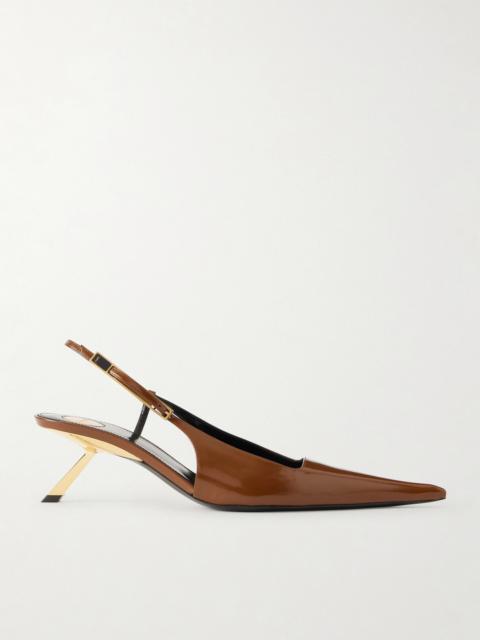 SAINT LAURENT Lee Glossed-leather Sandals