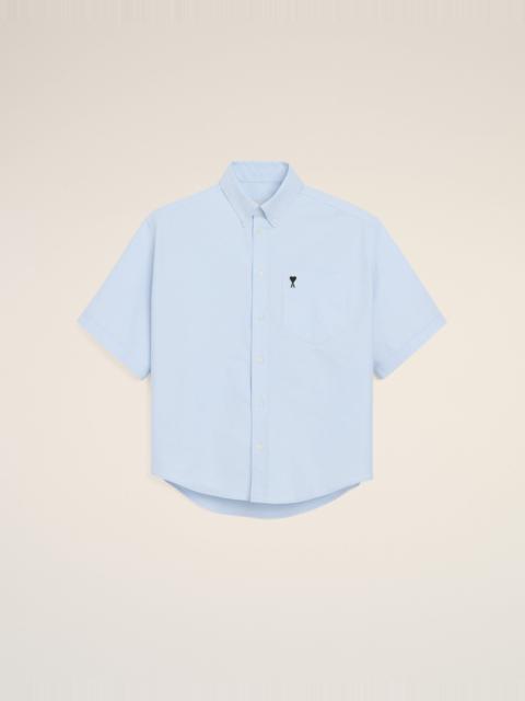 AMI Paris BLUE COTTON BOXY EMBROIDERED AMI DE COEUR