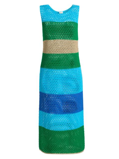 MILLY Women's Open-Stitch Striped Cover-Up Midi-Dress - Blue Green Multi