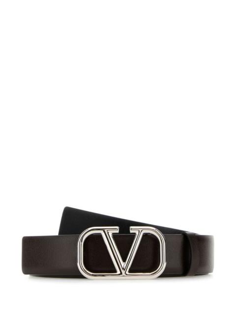 Dark brown leather VLogo Signature belt